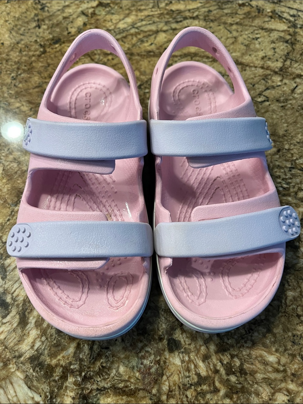 CROCS Kids Pink Sandals with Lavender Straps